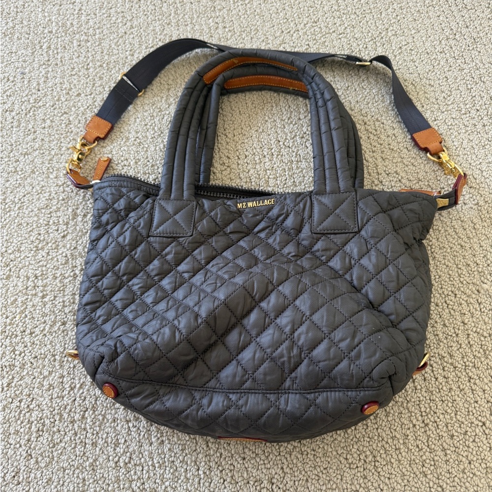 MZ Wallace Gray Quilted Small Sutton Bag